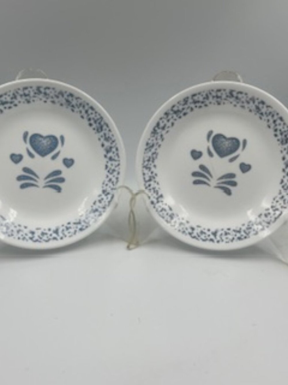 Discontinued Vintage Corelle by Corning Dessert plates set of 2 Blue Heart